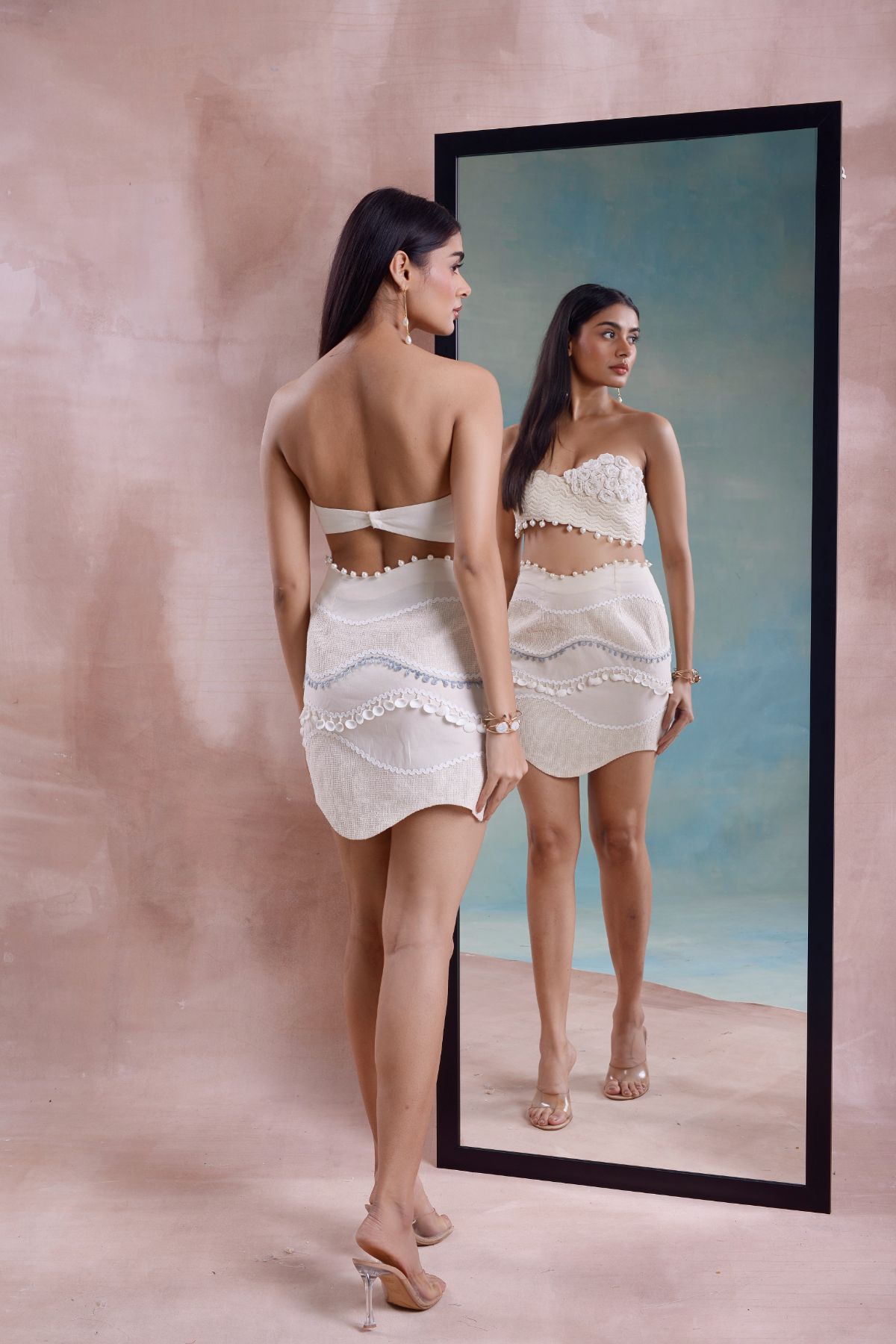 Wave Mini Skirt with Floret Bustier