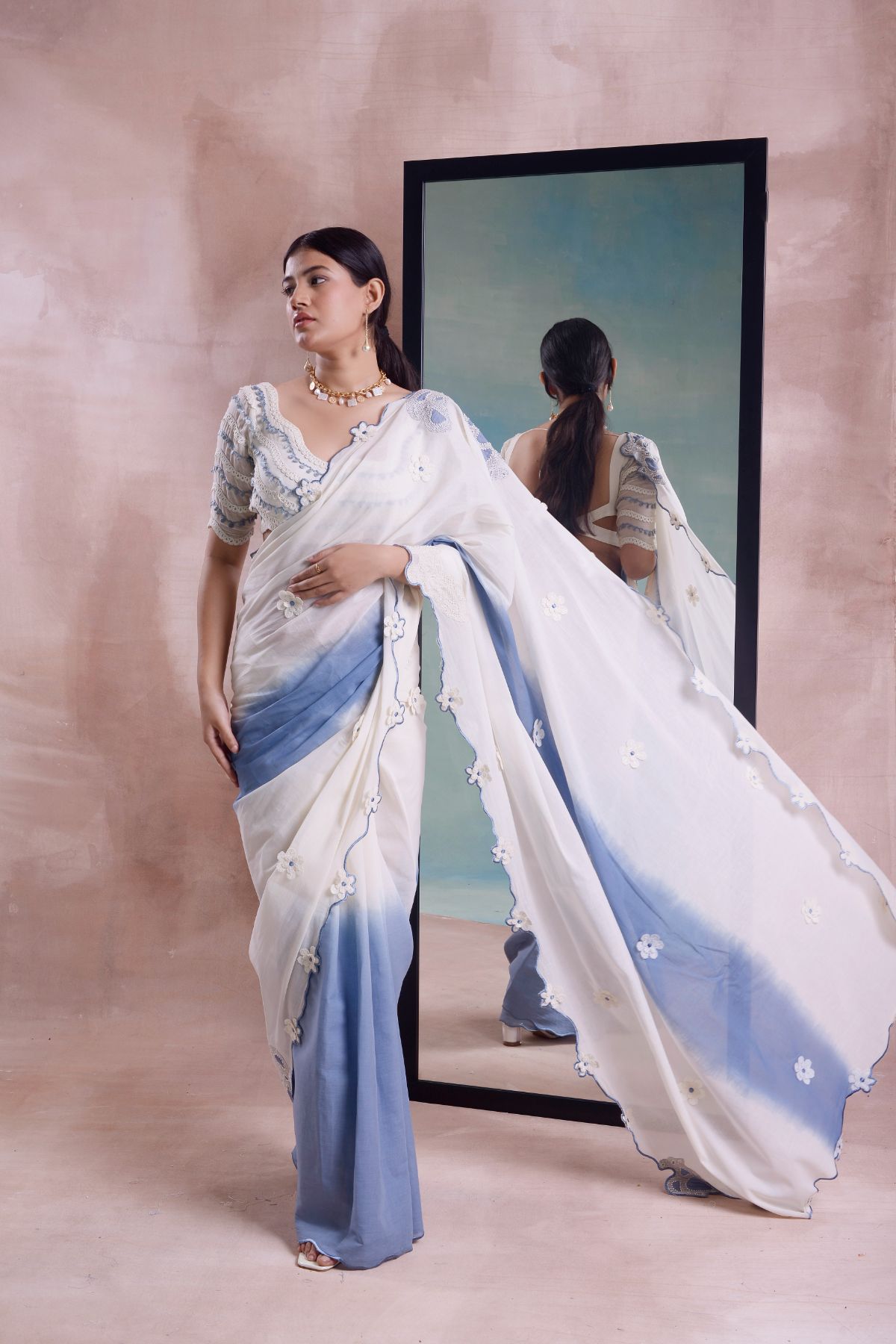 Scalloped Ombre Saree