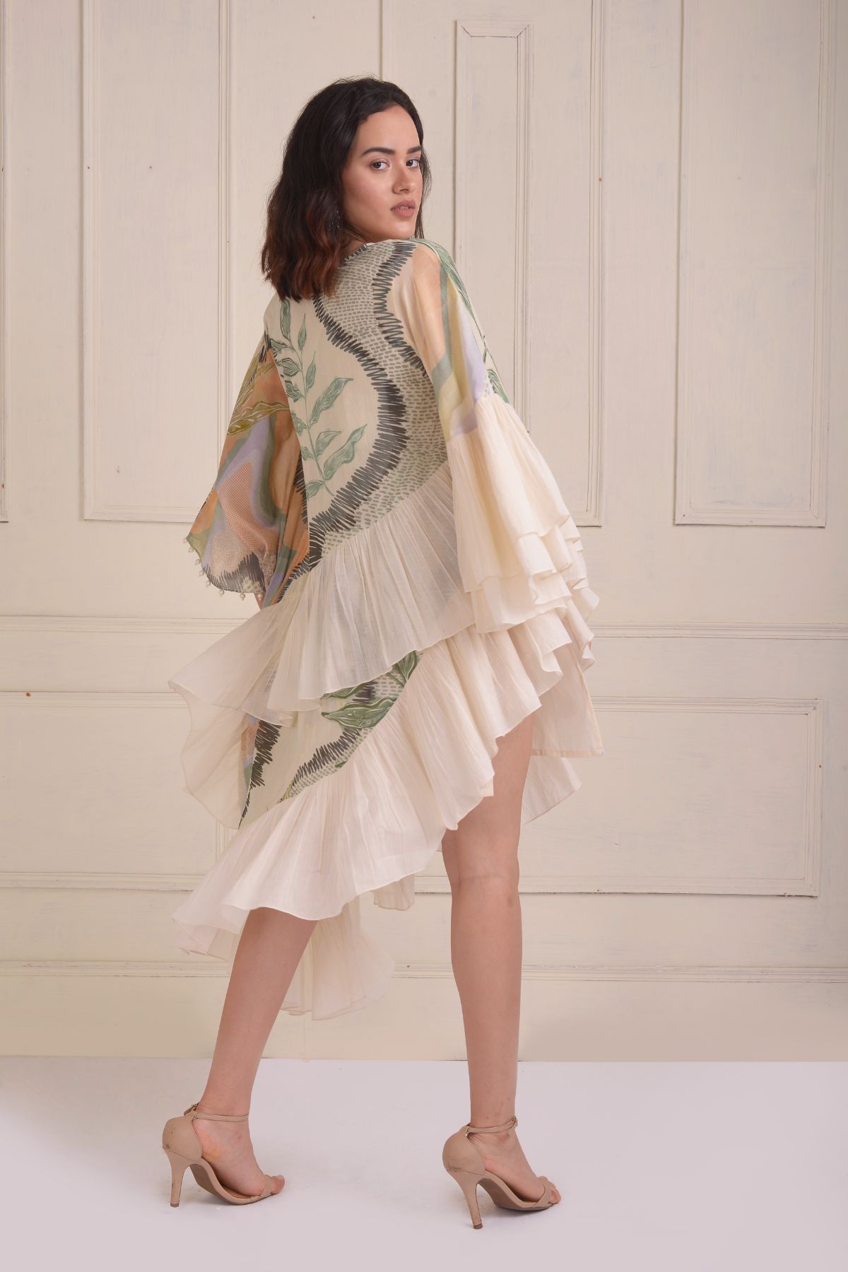 Asymmetrical printed kaftan dress