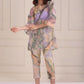 Patchwork tulle tunic with a printed cropped pants