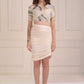 Ruched printed cropped with ruched skirt.