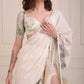 Half-n-half embroidered printed drape saree