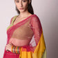 Panneled Multi-colour Saree With Solid Jade Blouse