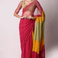 Panneled Multi-colour Saree With Solid Jade Blouse