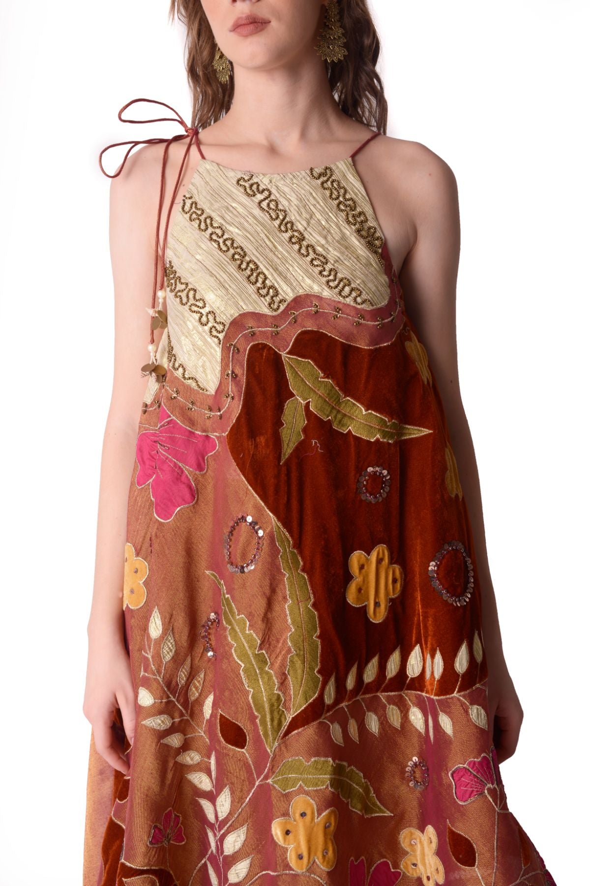 Patchwork Tissue Tunic Paired With Tissue Sharara