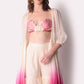 Ombre Jacket With Tie-dye Patchwork Bustier And Sharara