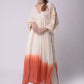 Ombre Kaftan Kurta With Cropped Pants And Patch Dupatta.