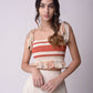 Asymmetrical Ruffle Skirt With Patchwork Smocking Crop Top