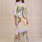 Patchwork scarf tunic with a printed tiered sharara